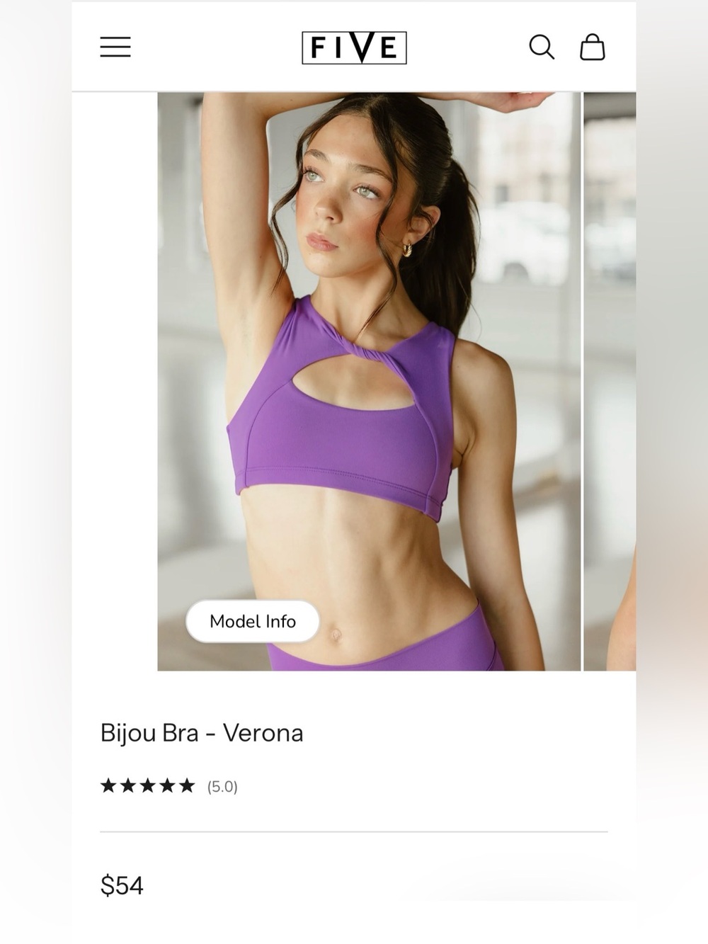 FIVE Bijou Bra Twist Front Dance Top
